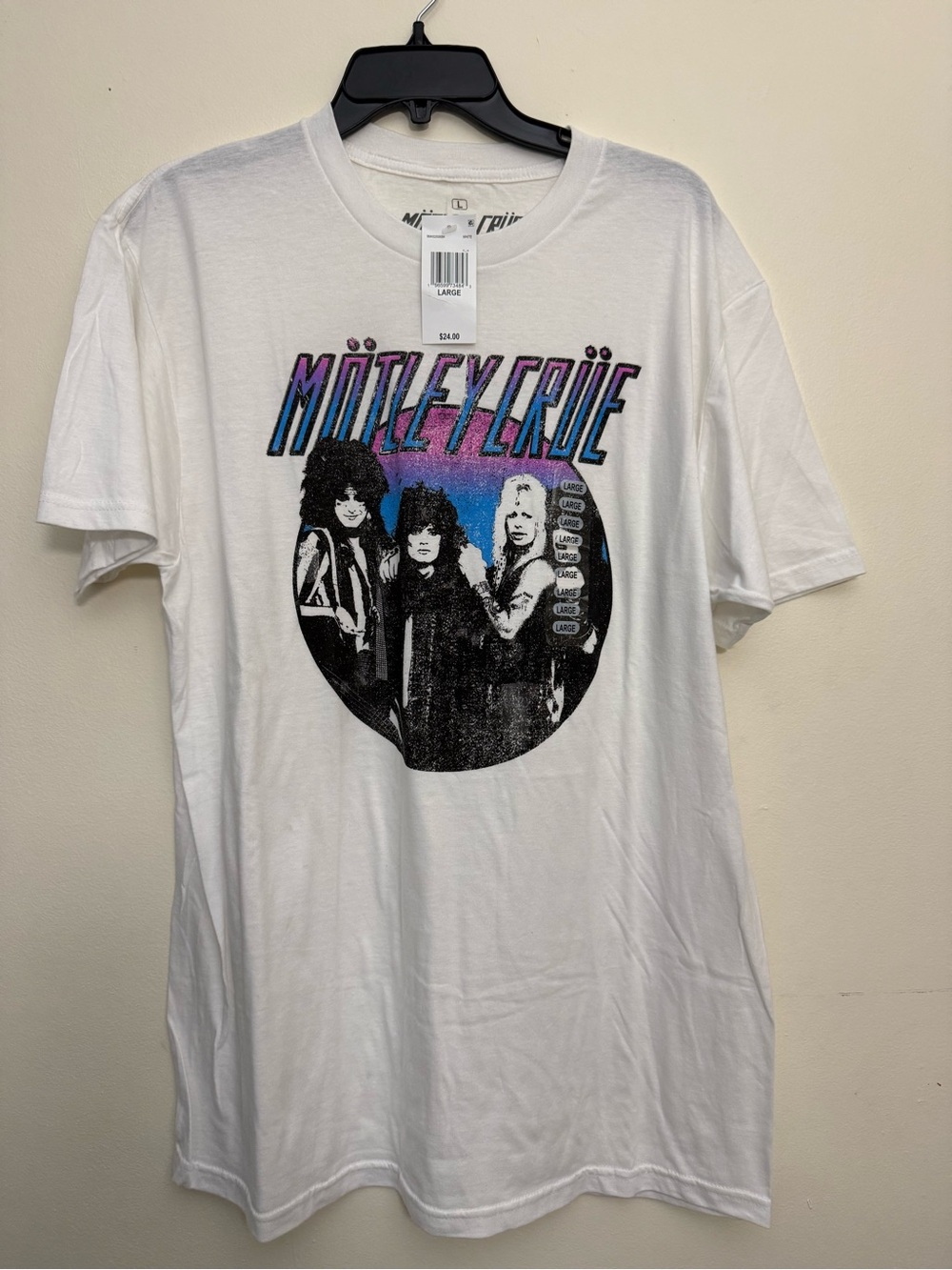 White Graphic Band Tee - Large